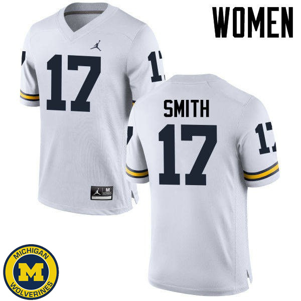 Women Michigan Wolverines #17 Simeon Smith White Fashion Jersey